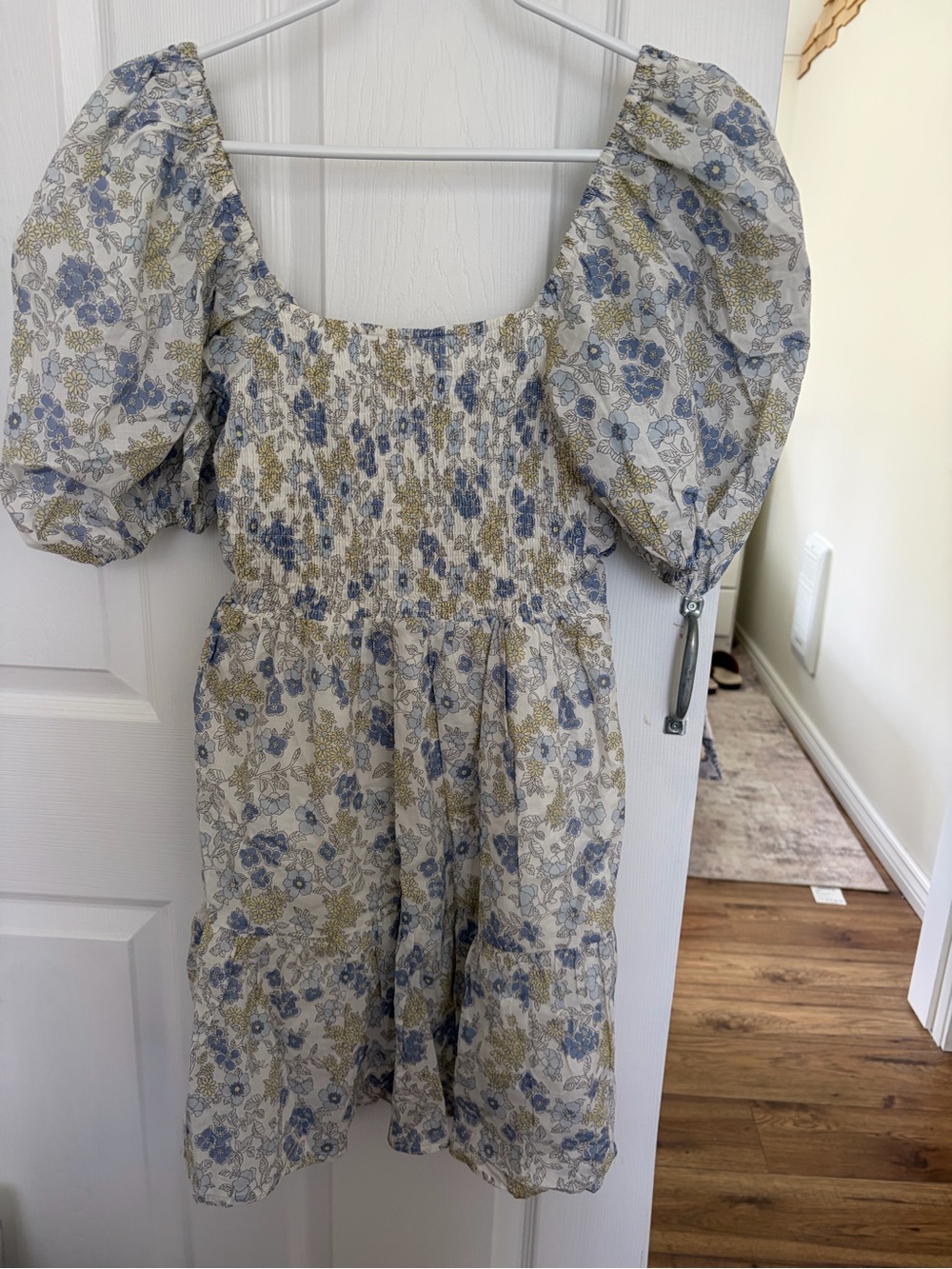 Heartloom Blue & Olive Floral Puff-Sleeve Mini Dress - Picture 3 of 4